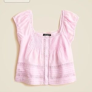 NWT J.Crew Pink Cap Sleeve Lace Trim Top in Cotton XS